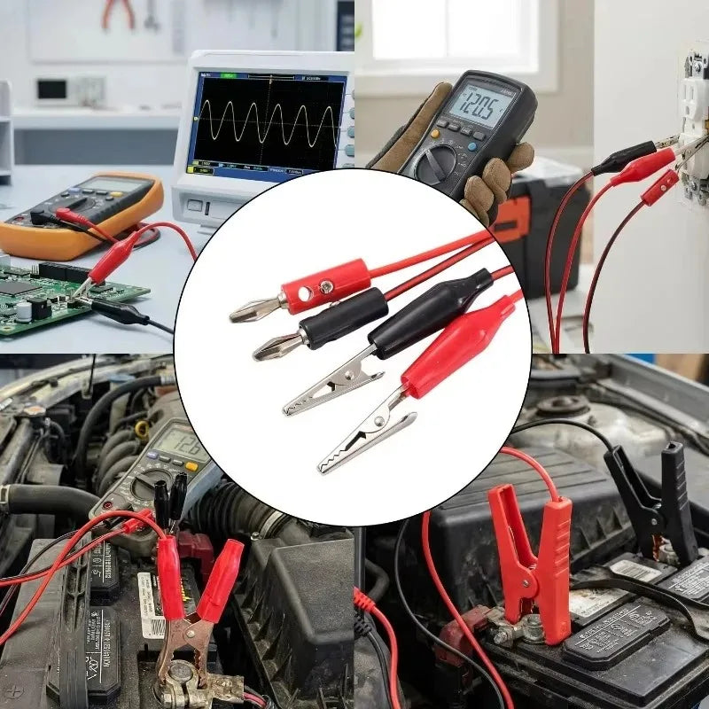 4mm Banana Plug to Alligator Clip Test Leads - Multimeter & Oscilloscope Electrical Testing Cables