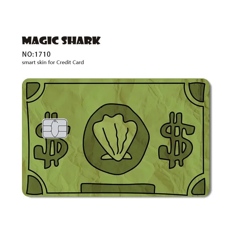 Conch Money Bow Anime Card Sticker - Spend or Save Meme Credit Debit Card Skin