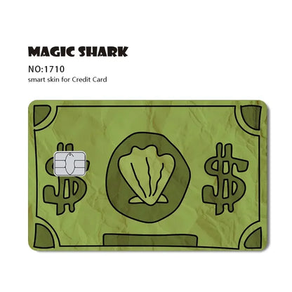 Conch Money Bow Anime Card Sticker - Spend or Save Meme Credit Debit Card Skin