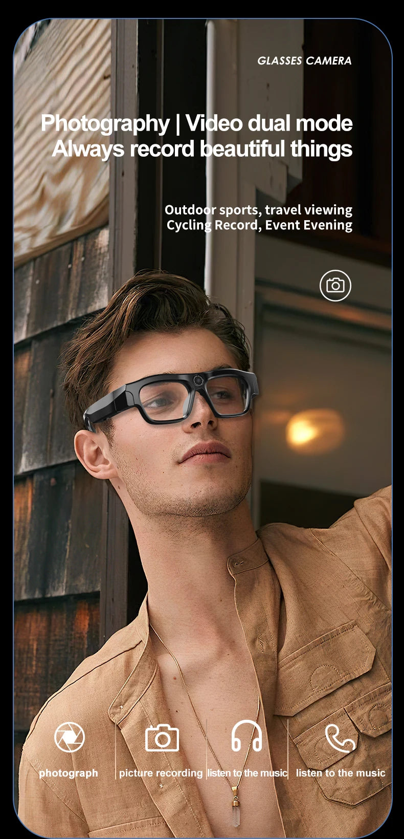4K Bluetooth HD Video Glasses – Mini Smart Camera for Driving, Cycling, Wireless Music, and Hands-Free Calls