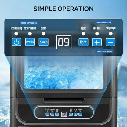 70LB/24H Ice Maker – Dual Water Inlets, Reservation Function, 11LB Storage Bin, Freestanding Ice Machine