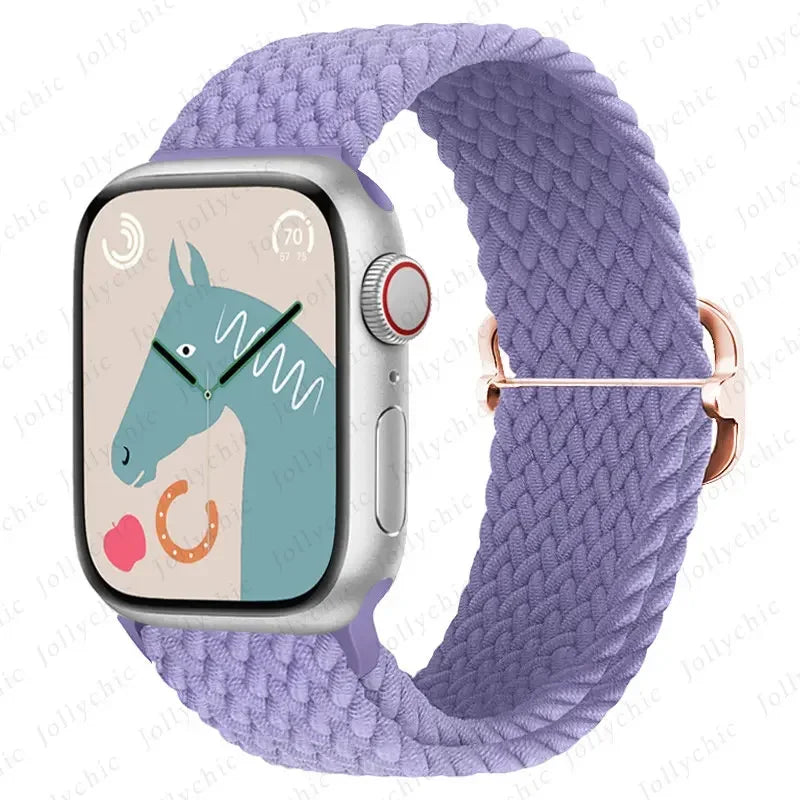 Braided Solo Loop Apple Watch Ultra Band – Elastic Nylon Adjustable Sport Bracelet Strap for iWatch SE, Series 3–9 (38mm–49mm)