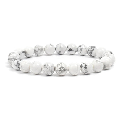 Natural Stone Bead Bracelet - Amethyst Crystal Quartz Aquamarine Jade Agate Elastic Bangle Jewelry for Women & Men