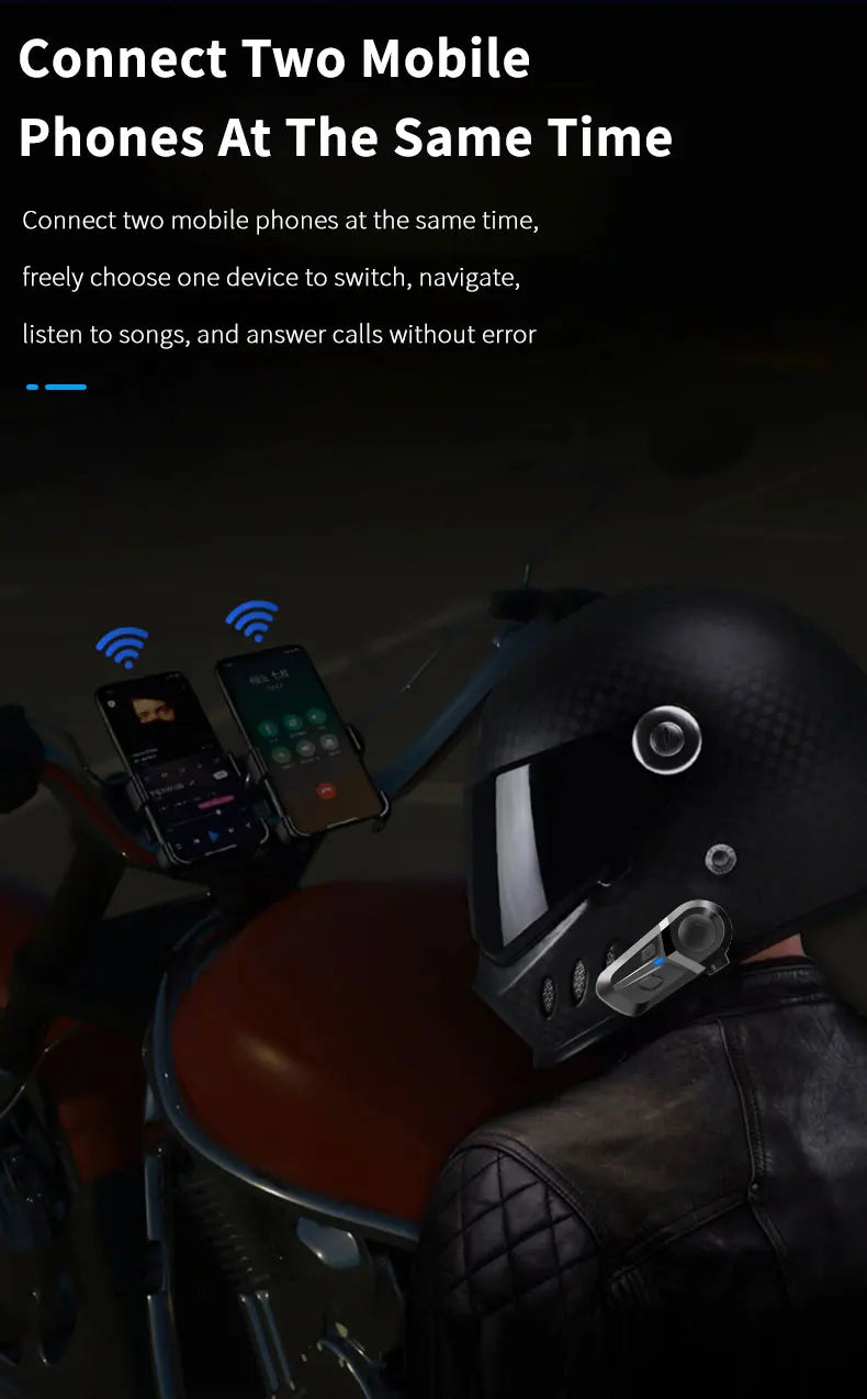 Bluetooth 5.3 Wireless Motorcycle Helmet Headset - Waterproof Earphone with Hands-Free Call & Music Player for Moto Helmet