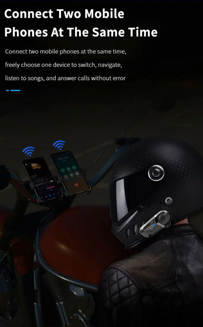 Bluetooth 5.3 Wireless Motorcycle Helmet Headset - Waterproof Earphone with Hands-Free Call & Music Player for Moto Helmet