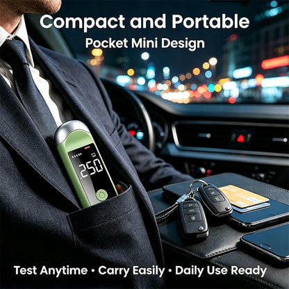 Portable Rechargeable Breathalyzer - Personal Alcohol Tester for Home, Family and Driver Use