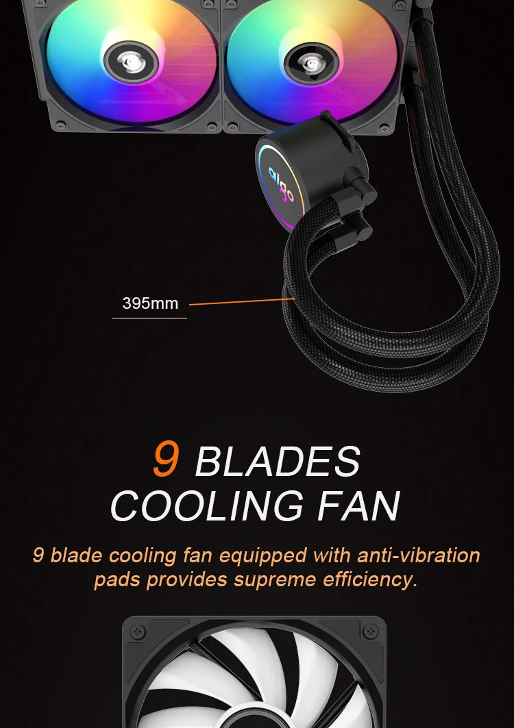 Aigo ACSE Water Cooling CPU Cooler – 120/240mm RGB Fan Liquid Heatsink Radiator for LGA 2066/2011/1151/1155/AM3+/AM4
