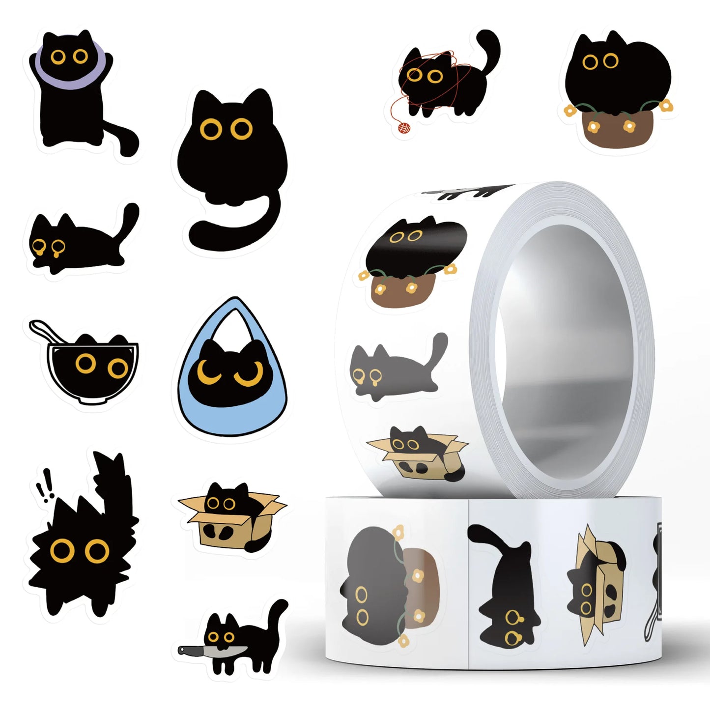 500pcs Cute Cat Stickers – DIY Graffiti, Envelope Seals, Stationery, Children’s Reward & Decorative Stickers