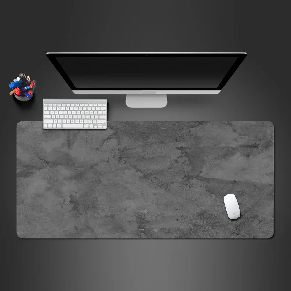 900x400mm XXL Large Desk Mouse Pad – Grey Gaming Keyboard Mat with Overlock Edge, Anti-Slip Computer Desk Mat Accessories