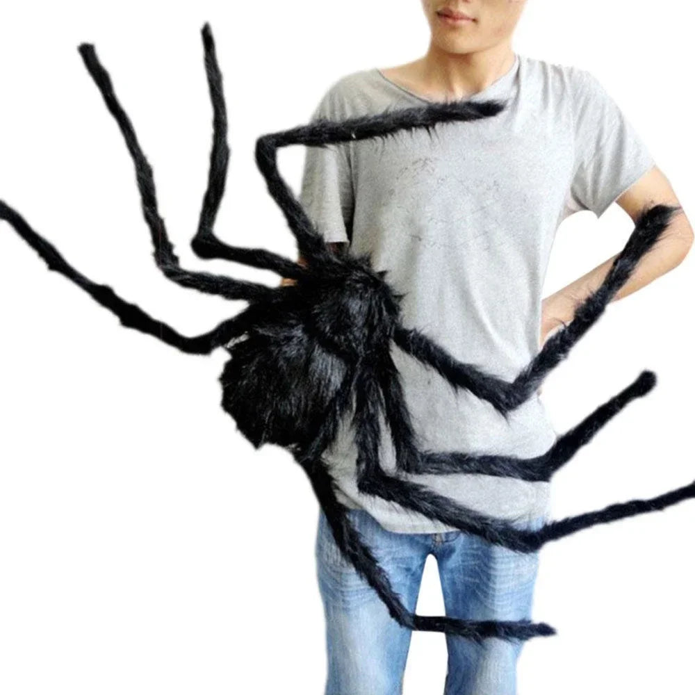 Large Plush Halloween Spider - Outdoor Party Decoration, Haunted House Prop and Prank Decor