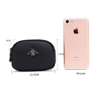 CICICUFF Women's Genuine Leather Coin Purse – Double Zipper Travel Organizer Mini Pouch & Small Wallet