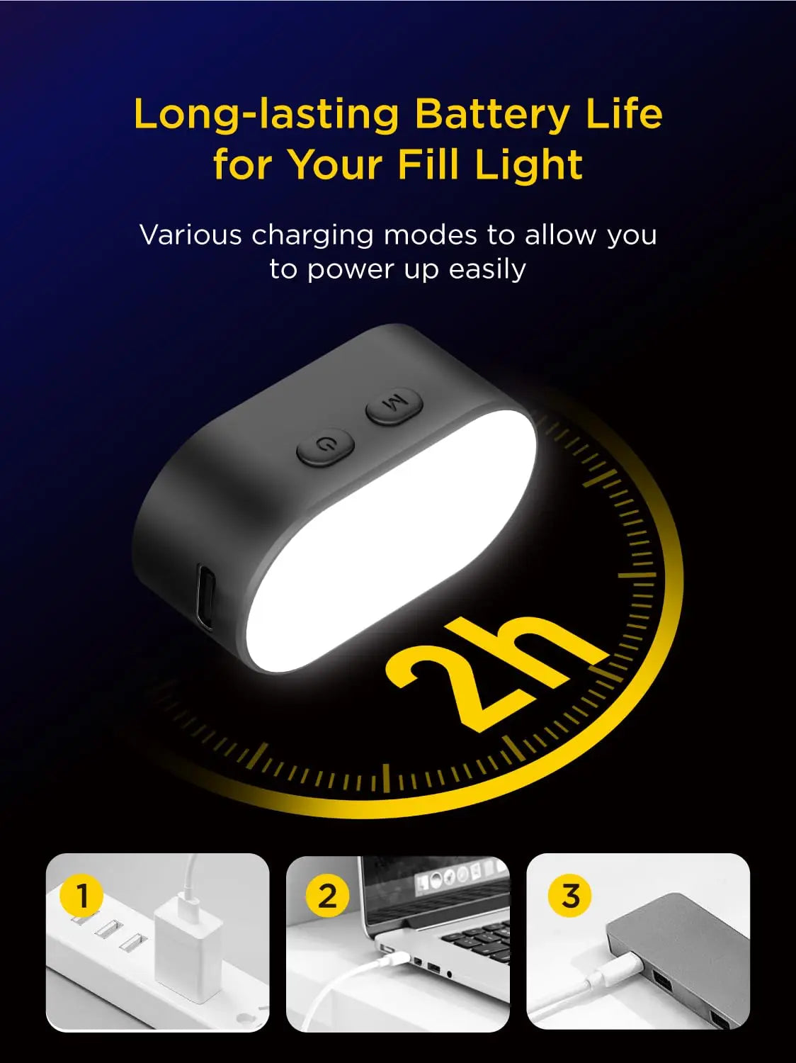 AOCHUAN RGB Magnetic Fill Light for Gimbal - LED Video Photography Light with 3 Brightness Levels & 7 Color Adjustments for Phone Selfie & Live