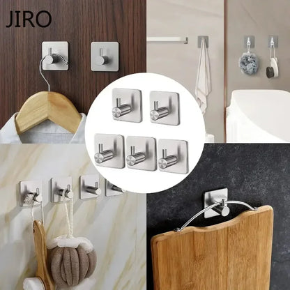 Strong Adhesive Wall Hooks – Black Coat, Robe, and Towel Hangers for Bathroom, Kitchen, and Home Organization