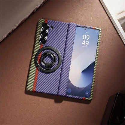 Samsung Galaxy Z Fold 3/4/5/6/7 Case – 360° Full Protection with Screen Glass, Hinge Bracket & Carbon Fiber Cover