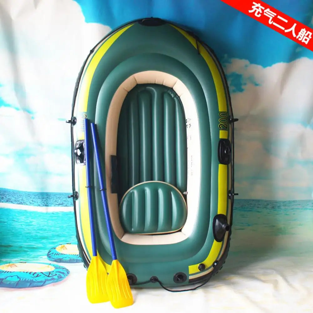 2/3 Person Heavy-Duty Inflatable Boat – Fishing Air Kayak Canoe for Drifting & Rafting (No Oars & Foot Pump)
