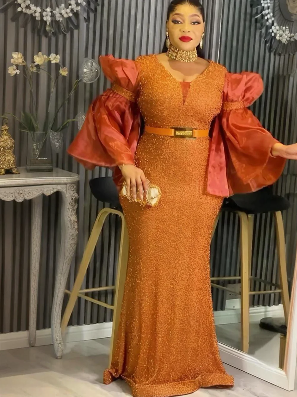 Plus Size African Party Dress - 2025 Dashiki Ankara Sequin Maxi Gown for Weddings, Evening Parties & Muslim Events