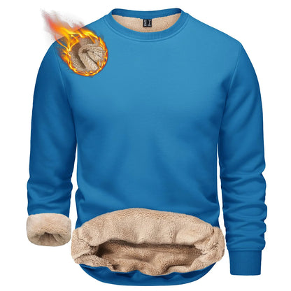 TACVASEN Men’s Winter Fleece Sweatshirt – Thicken Sherpa-Lined Crewneck Pullover, Warm Heavy Winter Top, No Hood