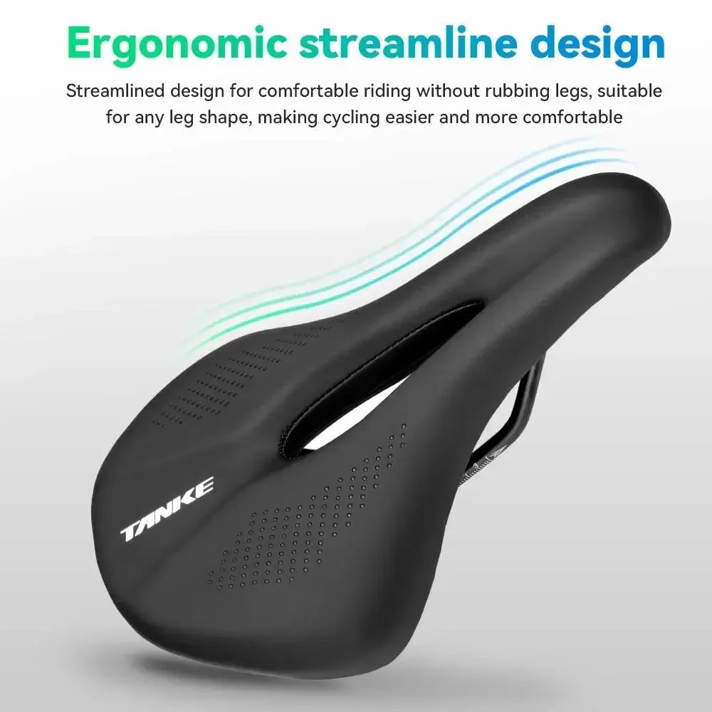 TANKE Bicycle Saddle - Hollow Breathable Shock-Absorbing PU Bike Seat for Men & Women, MTB & Road Cycling
