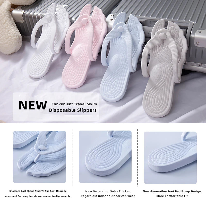 Folding Travel Slippers – Anti-Skid Bath & Beach Flip-Flops for Couples