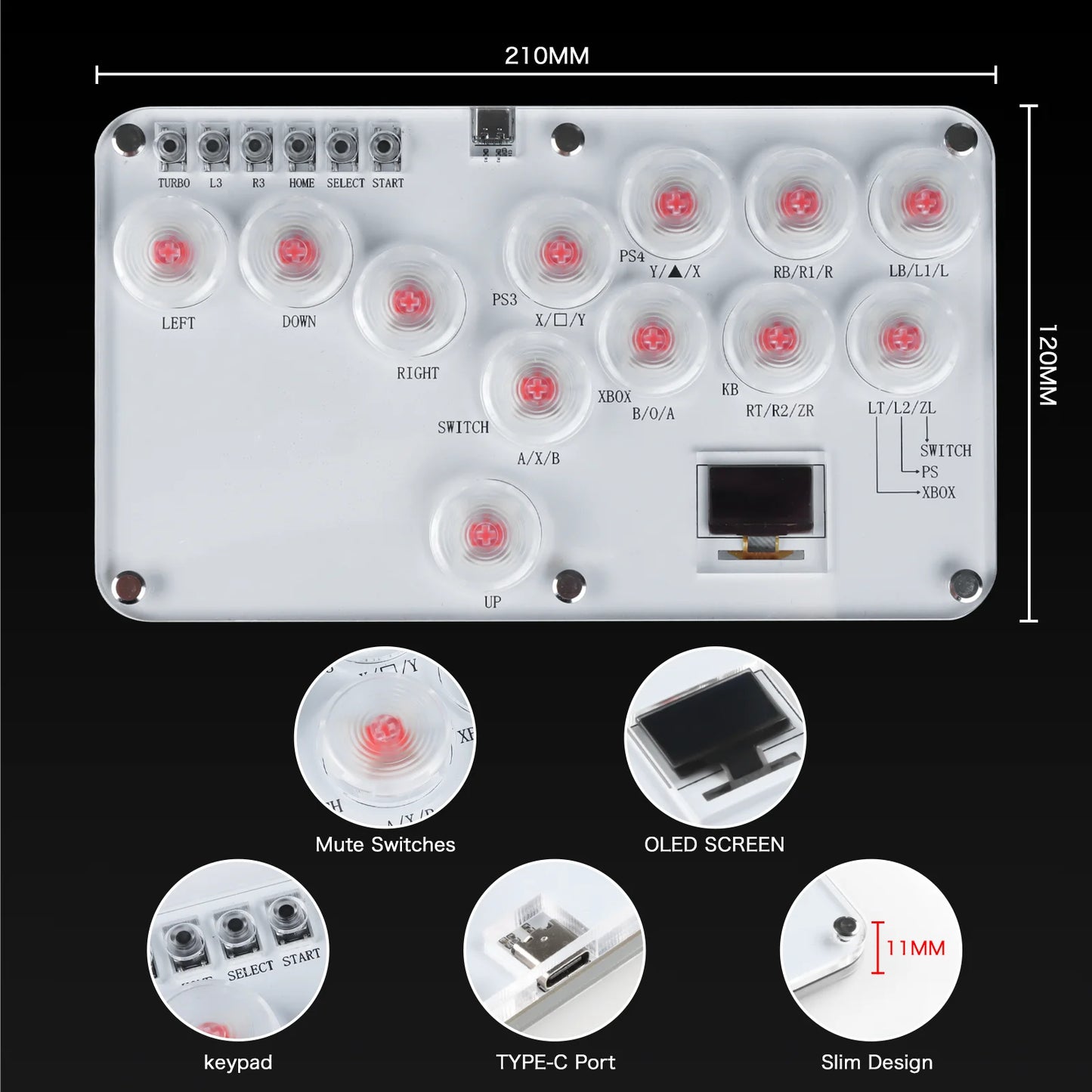 RGB Arcade Hitbox Fightstick Controller – For PS4/PS5, Xbox, Switch, Steam, Arcade Fighting Games
