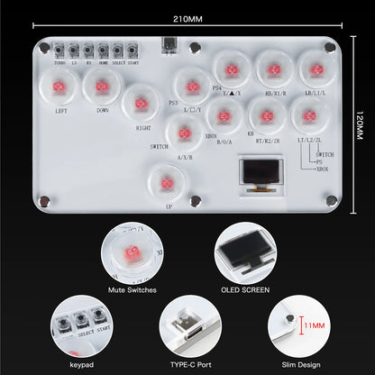 RGB Arcade Hitbox Fightstick Controller – For PS4/PS5, Xbox, Switch, Steam, Arcade Fighting Games