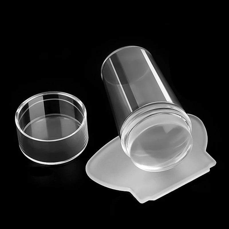 Clear Jelly Nail Stamper Set - Silicone Nail Art Stamp Tool with Scraper for Manicure Designs