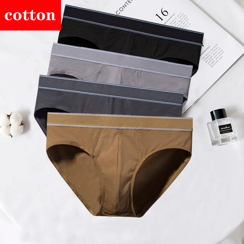 4-Pack Men's Cotton Briefs - Breathable Printed Underwear with Comfortable Fit & Stylish Design