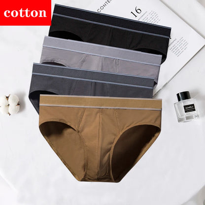 4-Pack Men's Cotton Briefs - Breathable Printed Underwear with Comfortable Fit & Stylish Design