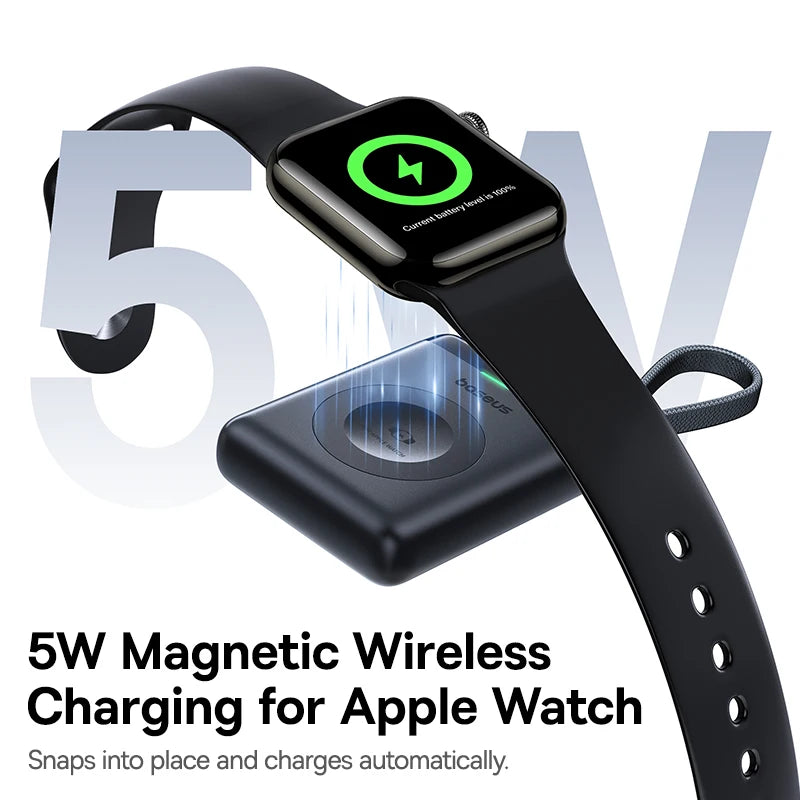 Baseus Magnetic Apple Watch Charger - 5W USB-C Wireless Charging Cable for Watch Series S1-S10, SE, SE2 & Ultra 2