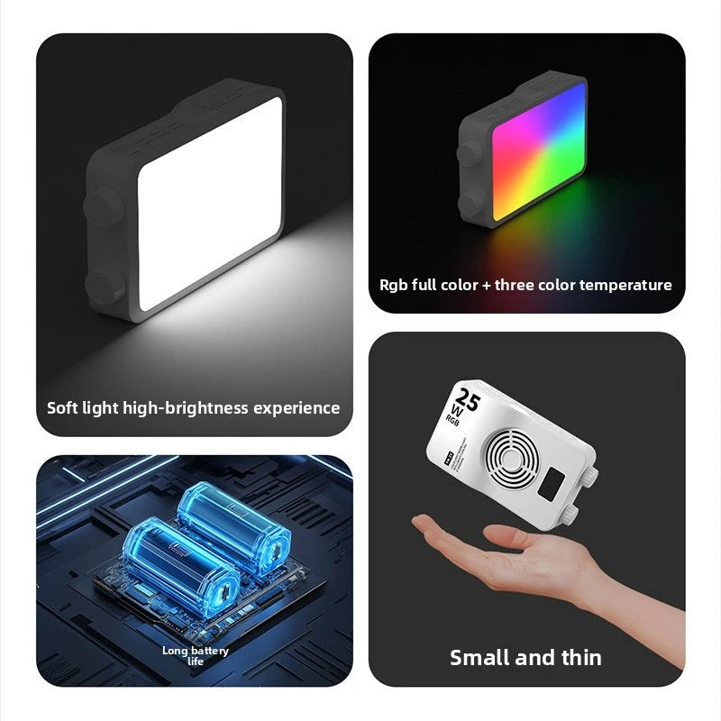 40W Mini Portable LED Video Light - Rechargeable Fill Light with PD Mobile Charging