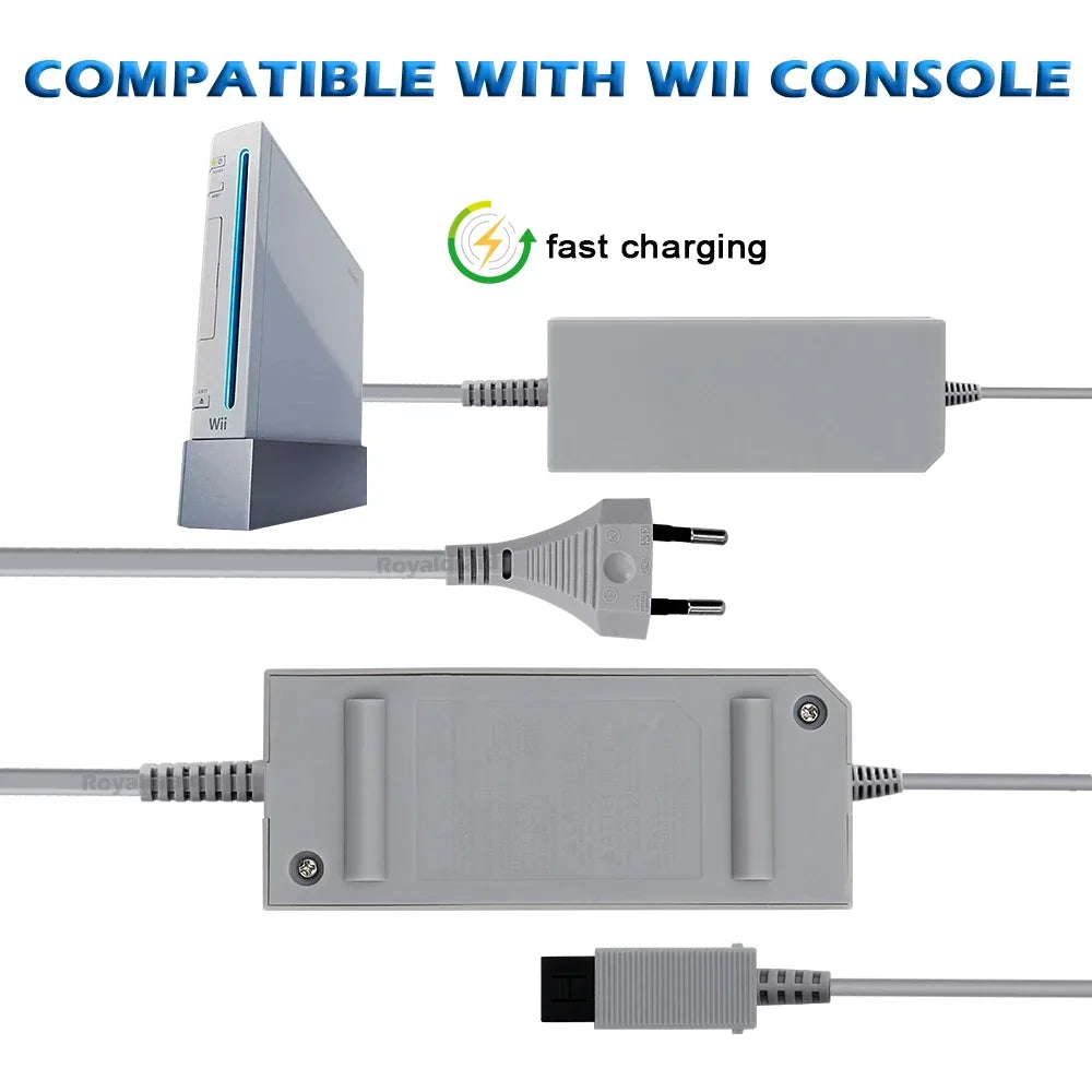 Nintend Wii AC Adapter 100-240V 12V 3.7A – EU/US Plug Wall Charger Power Supply