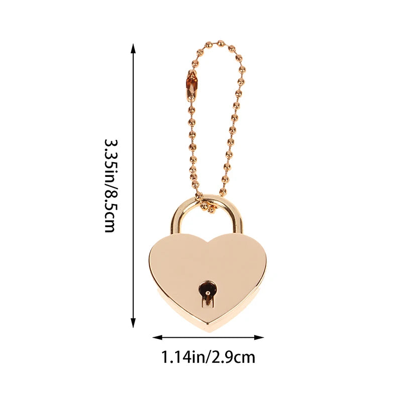 Antique Style Mini Heart-Shaped Padlock – Vintage Gold Key Lock for Diaries, Jewelry, and Weddings with Key