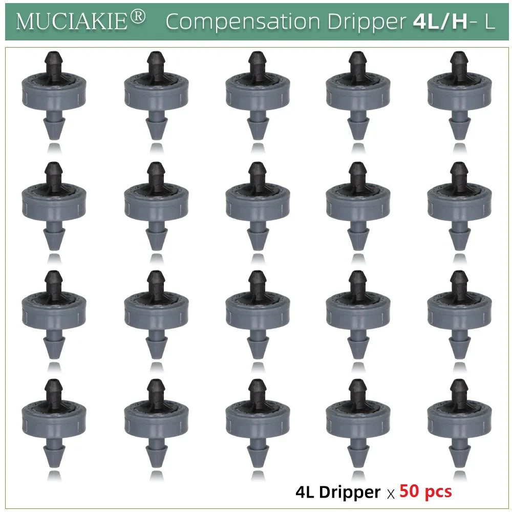 MUCIAKIE 4/2-Way Drip Irrigation System Kit – 100–10M 8L Watering Dripper Sprinkler for Potted Plants & Garden Use