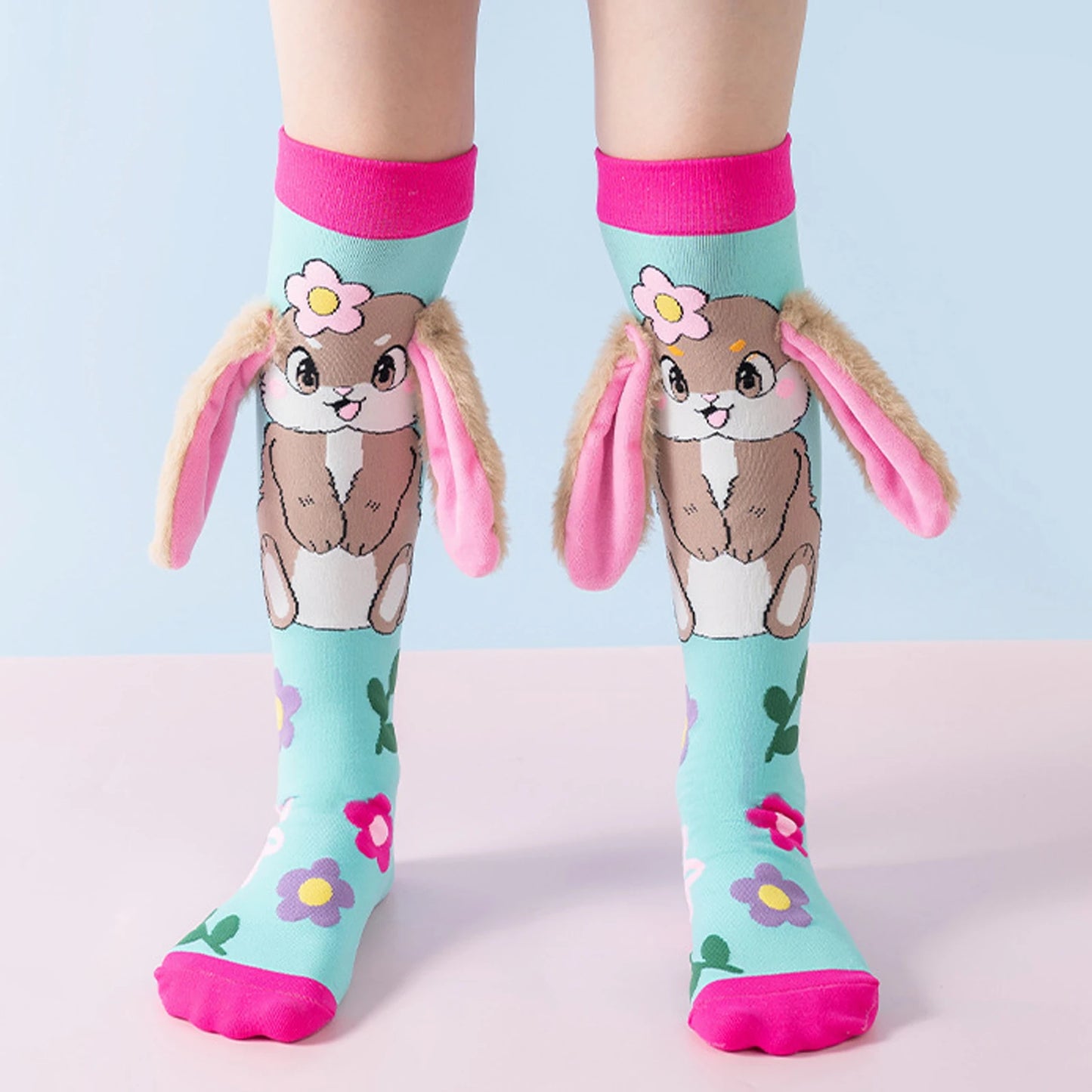 Cute 3D Cartoon Animal Knee-High Socks – Dog, Rabbit & Penguin Long Socks for Kids Party & Festival
