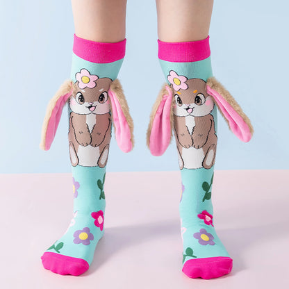 Cute 3D Cartoon Animal Knee-High Socks – Dog, Rabbit & Penguin Long Socks for Kids Party & Festival