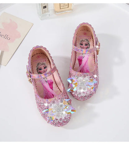 2024 Spring Girls' Elsa Princess Shoes - Ice and Snow Romance Crystal Sandals for Kids