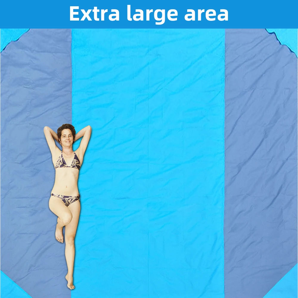Waterproof Pocket Beach Blanket: 2x2.1m Folding Camping Mat - Portable Lightweight Outdoor Picnic Mat for Sand Beach