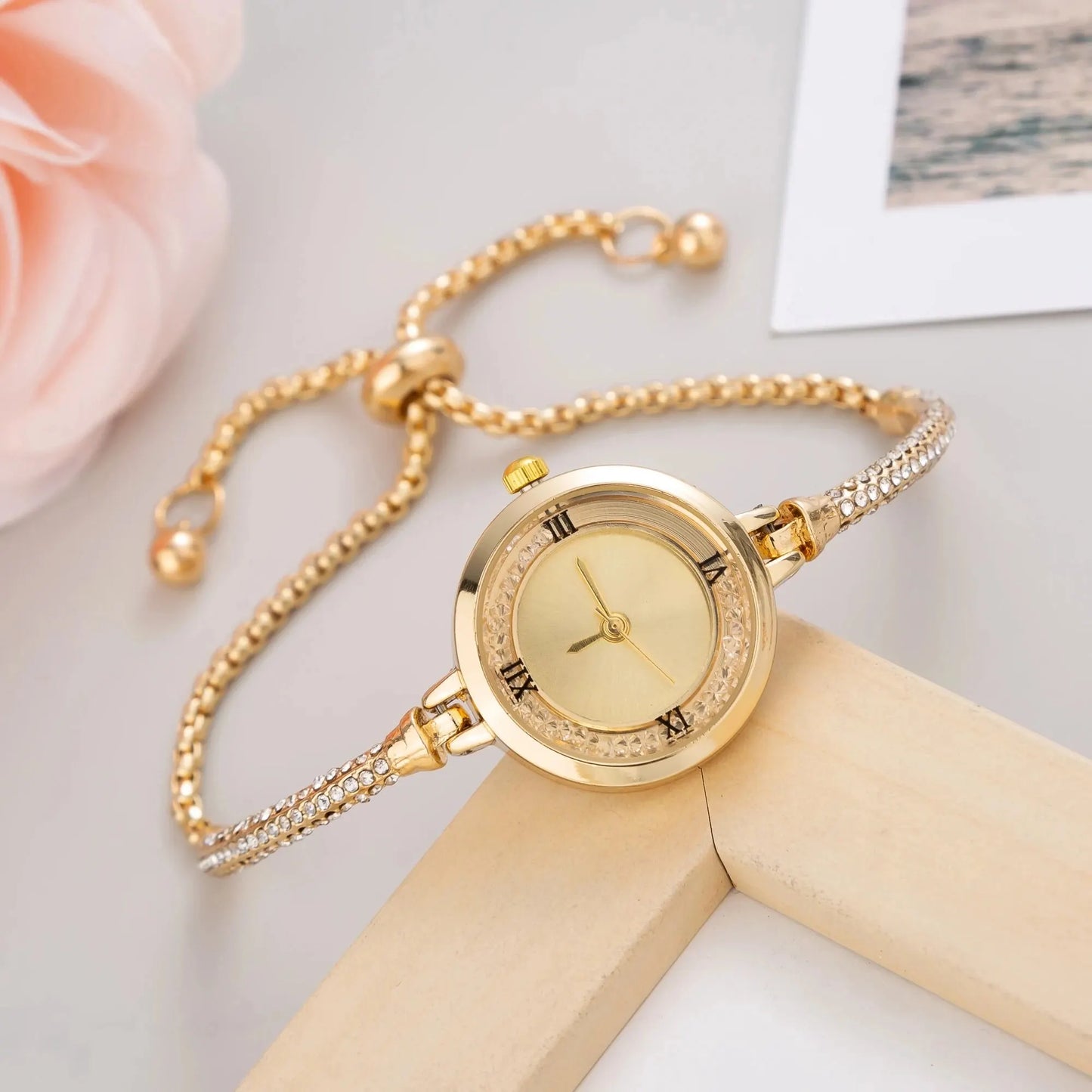 2024 Fashion Women's Wristwatch – Gold Bracelet with Small Dial, Elegant Quartz Steel Watch for Women