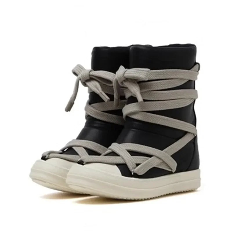 Platform Cross-Tied Sneakers - Unisex Casual Ankle Boots & Flat Shoes Sizes 35-46