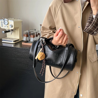 2024 Multifunctional Cylinder Shoulder Bag for Women – Luxury Crossbody Handbag with Pendant