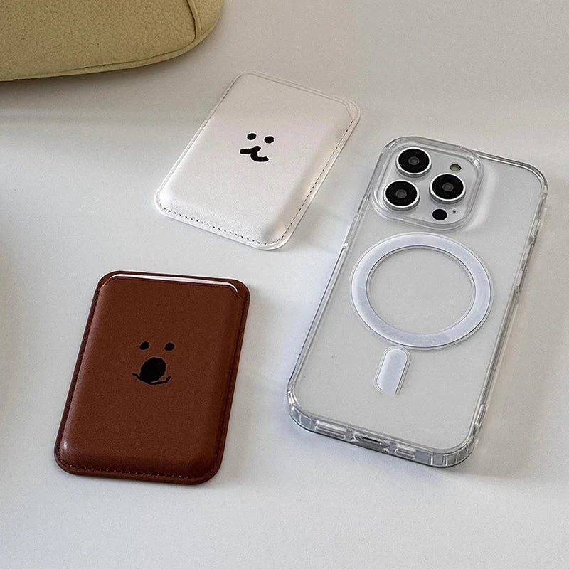 Cute Dog Cartoon Magnetic Phone Card Holder – Back Case Wallet for iPhone 15/14 with MagSafe Slot for ID & Bank Cards