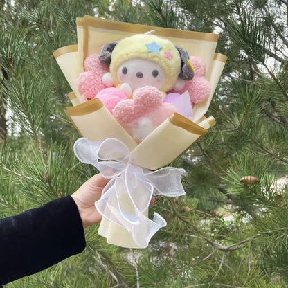 Sanrio Plush Bouquet — My Melody, Kuromi, Cinnamoroll & Hello Kitty Handmade Gift