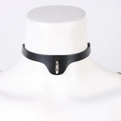 UYEE Harajuku PU Leather Punk Choker Necklace – Gothic Y2K Style Adjustable Collar Belt Pendant Jewelry for Men & Women