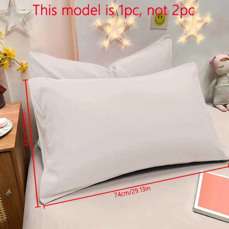 Matte Solid Color Pillowcase - Soft Pocket Sealed Bedroom Bedding Cover