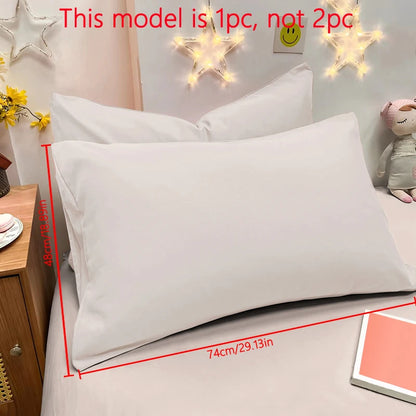 Matte Solid Color Pillowcase - Soft Pocket Sealed Bedroom Bedding Cover