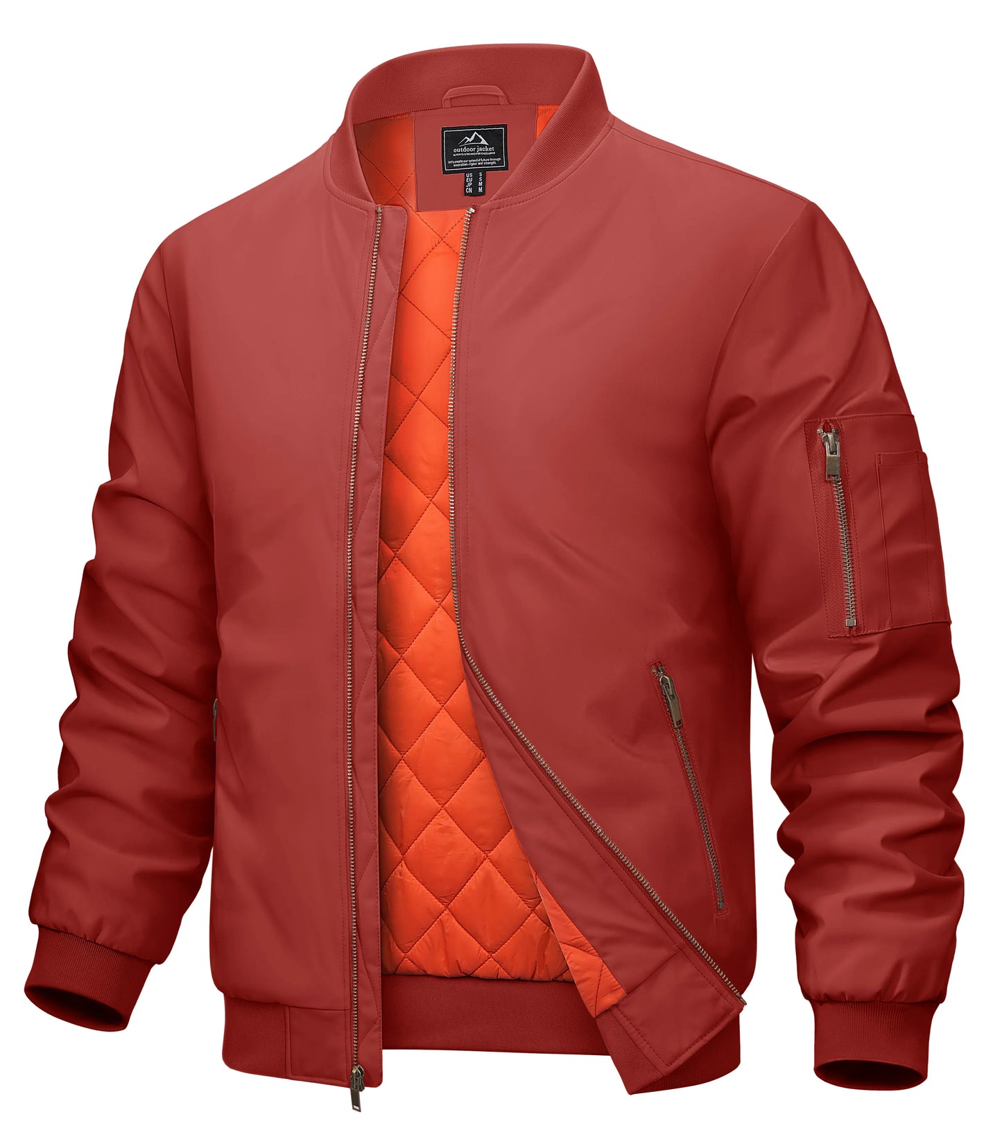 MAGCOMSEN Men’s Aviator Bomber Jacket - Warm Windproof Fall & Winter Casual Coat with Orange Lining