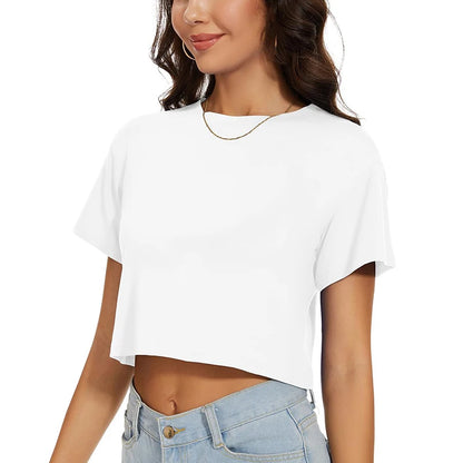 Harajuku Y2K Women’s Pink Crop Top – Casual Round Neck Loose Summer Tee
