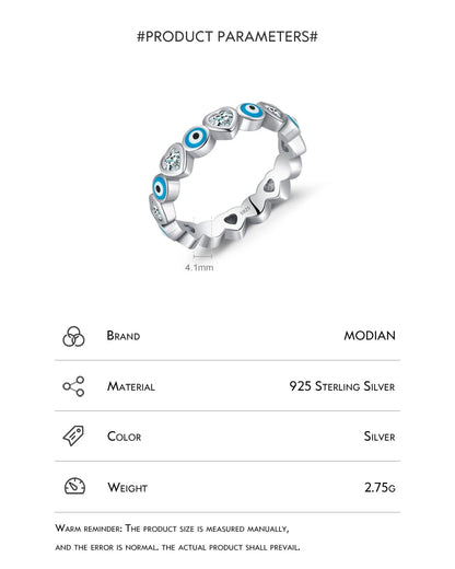 MODIAN 925 Sterling Silver Blue Ghost Eyes Ring — Sparkling Cubic Zirconia for Women