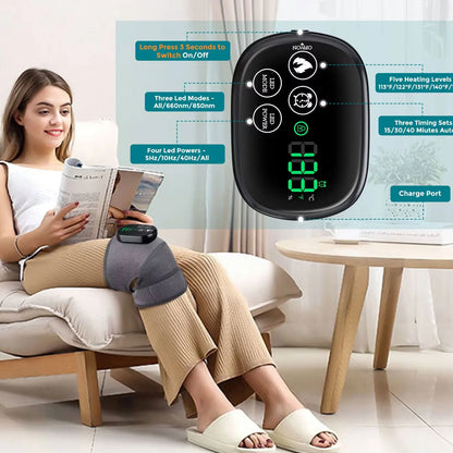660nm 850nm Infrared Knee Pad - 3-in-1 Heated Joint Massager for Knee, Shoulder and Elbow Support
