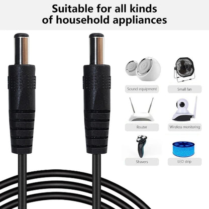 DC Male to Male Power Adapter Cable - 5.5x2.1mm & 5.5x2.5mm Round Connector Extension Cord for DC Devices